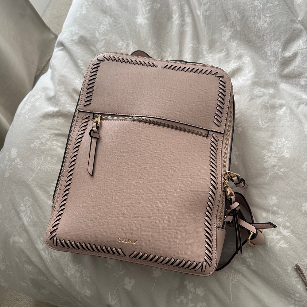 Calpak Blush Pink Laptop Backpack with Stitch Detail